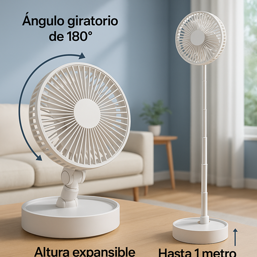 ⭐VENTILADOR VERSIÓN PREMIUM RECARGABLE Y PLEGABLE 1 METRO ALTURA + ENVIO GRATIS 🎁