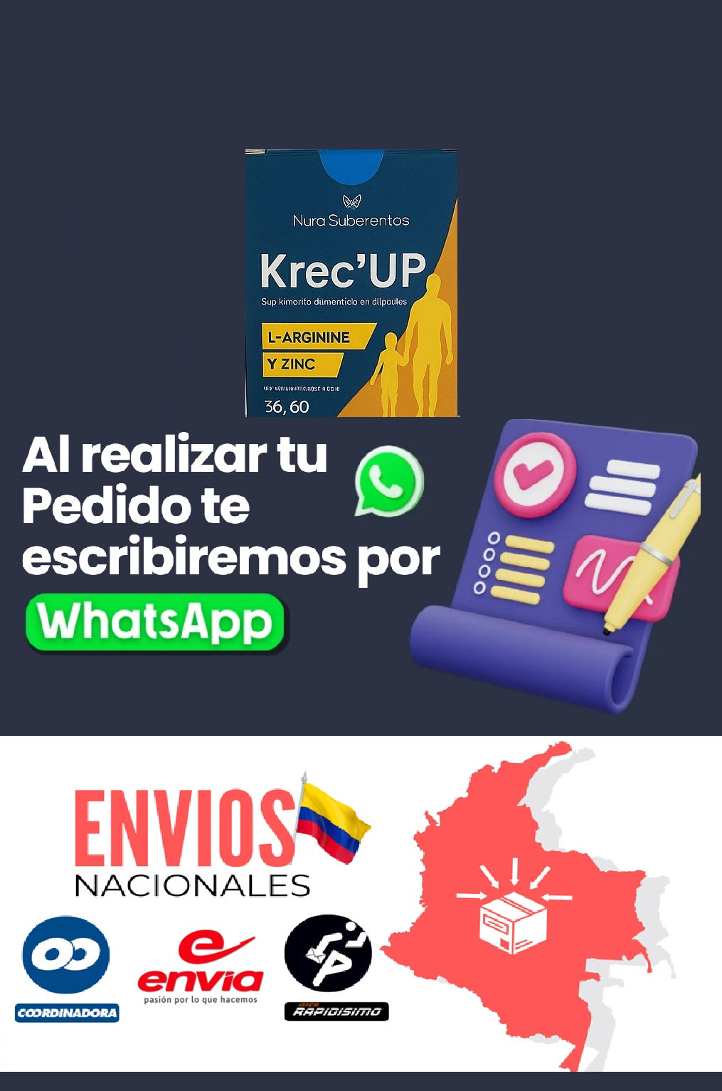 🧬KREC´UP SUPLEMENTO CON HORMONAS DE CRECIMIENTO EN CAPSULAS X60 / USO ENTRE 10 Y 22 AÑOS DE EDAD + ENVÍO GRATIS!🎁