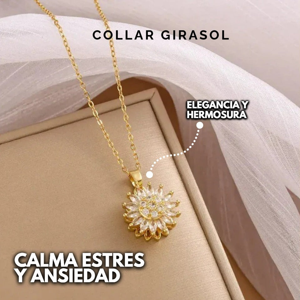 COLLAR GIRASOL GIRATORIO - BAÑO DORADO FINO INOXIDABLE + ENVÍO GRATIS!🎁