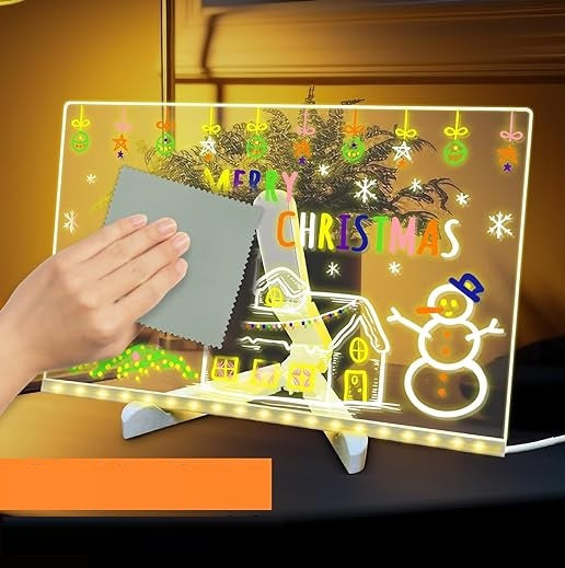 TABLERO LED 3D NEÓN - BASE TRIPODE - TAMAÑO GRANDE 30X20 CM - 7 MARCADORES BORRABLES - 🎁OBSEQUIO PDF 97 DIBUJOS🎁 + ENVÍO GRATIS!👦👧