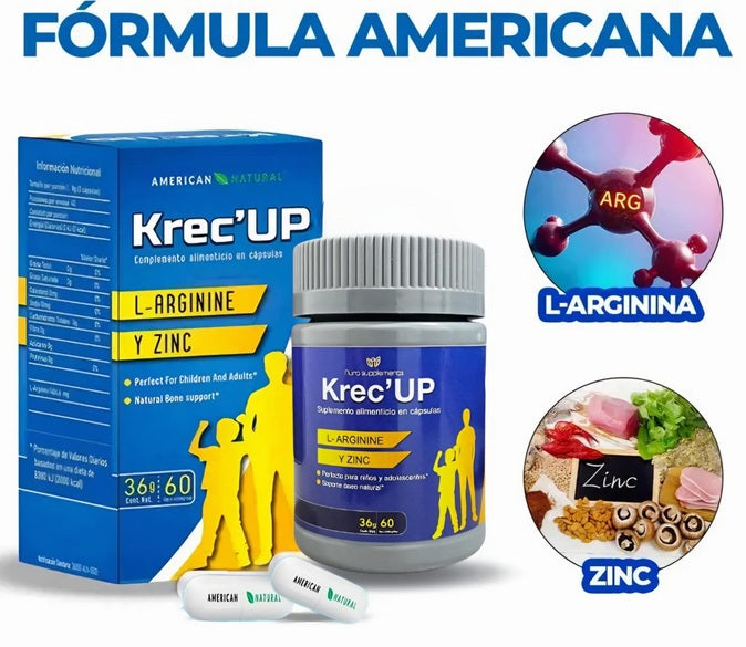 🧬KREC´UP SUPLEMENTO CON HORMONAS DE CRECIMIENTO EN CAPSULAS X60 / USO ENTRE 10 Y 22 AÑOS DE EDAD + ENVÍO GRATIS!🎁