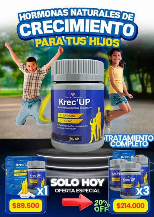 🧬KREC´UP SUPLEMENTO CON HORMONAS DE CRECIMIENTO EN CAPSULAS X60  / USO ENTRE 10 Y 22 AÑOS DE EDAD + ENVÍO GRATIS!🎁