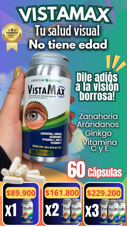 VISTAMAX CAPSULAS X60 + REPARA LA VISIÓN BORROSA Y RESEQUEDAD - PREVIENE CATARATAS, GLAUCOMA Y CARNOSIDAD + ENVÍO GRATIS! 🎁