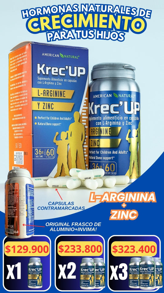 KREC´UP ORIGINAL - SUPLEMENTO HORMONAS DE CRECIMIENTO CON INVIMA X60 CAPSULAS + ENVÍO GRATIS!🎁