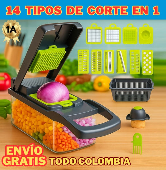 PICADOR Y RALLADOR PREMIUM DE 14 PIEZAS EN 1 + ENVÍO GRATIS Y PAGAS AL RECIBIRLO🎁