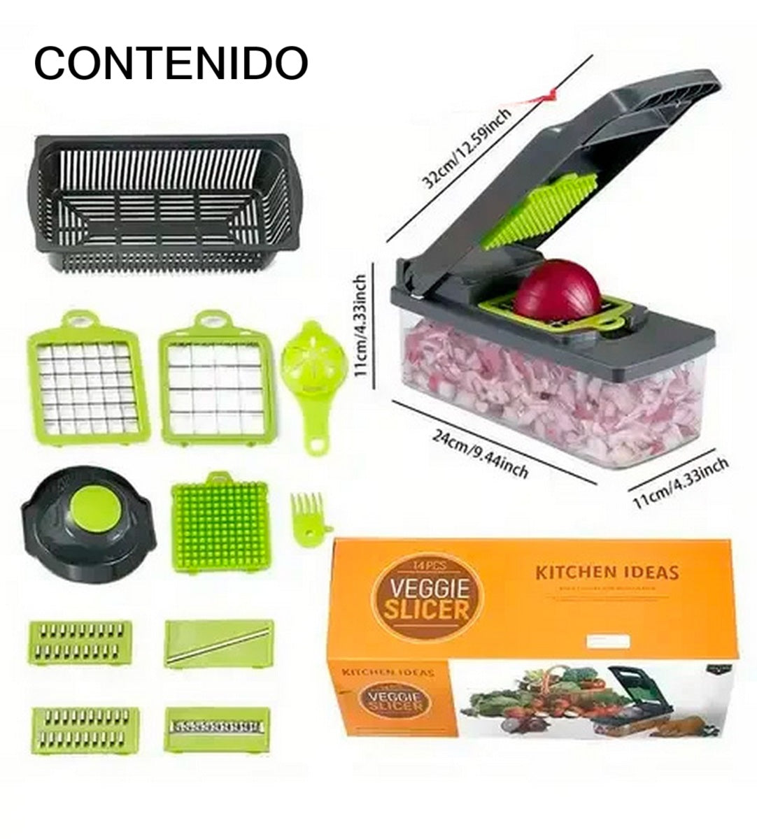 PICADOR Y RALLADOR PREMIUM DE 14 PIEZAS EN 1 + ENVÍO GRATIS Y PAGAS AL RECIBIRLO🎁