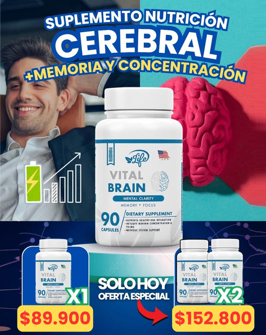 🧠VITAL BRAIN LIFE SUPLEMENTO CEREBRAL X90 CAPSULAS - MEJORA LA MEMORIA, ATENCIÓN Y CONCENTRACIÓN + ENVÍO GRATIS! 🎁