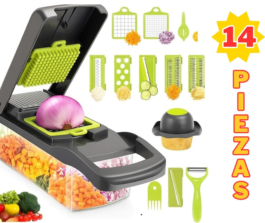 PICADOR Y RALLADOR PREMIUM DE 14 PIEZAS EN 1 + ENVÍO GRATIS Y PAGAS AL RECIBIRLO🎁