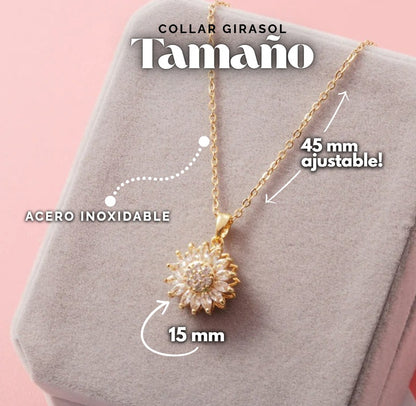 COLLAR GIRASOL GIRATORIO - BAÑO DORADO FINO INOXIDABLE + ENVÍO GRATIS!🎁