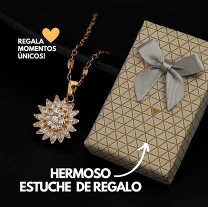 COLLAR GIRASOL GIRATORIO - BAÑO DORADO FINO INOXIDABLE + ENVÍO GRATIS!🎁