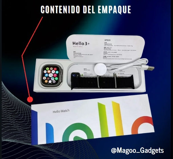 🔥SMARTWATCH PREMIUM - HELLO WATCH 3 PLUS EDICIÓN 2024 - ALTA GAMA CON INTELIGENCIA ARTIFICIAL + 🎁GRATIS 1 CORREA DE ACERO INOXIDABLE🎁