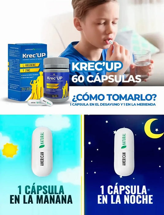 🧬KREC´UP SUPLEMENTO CON HORMONAS DE CRECIMIENTO EN CAPSULAS X60  / USO ENTRE 10 Y 22 AÑOS DE EDAD + ENVÍO GRATIS!🎁