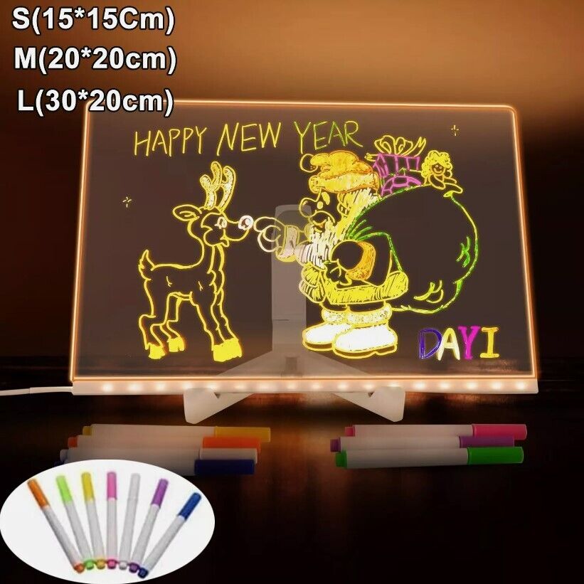 TABLERO LED 3D 30X20CM CON MARCADORES DE COLORES PARA NIÑOS Y ADULTOS!👦👧