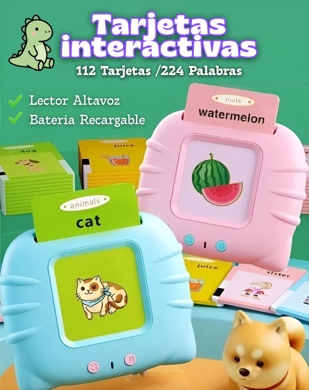 TARJETAS EDUCATIVAS ESPAÑOL E INGLÉS CON 224 IMAGENES Y SONIDOS REALES🔊 + ENVÍO GRATIS TODO COLOMBIA!🎁